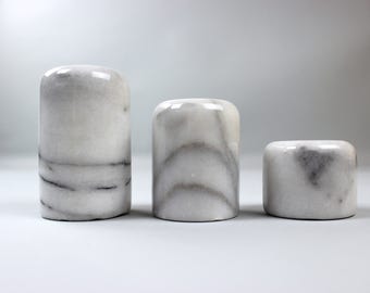 Vintage marble candle holder candle holders candles set of 3 grey white 70s