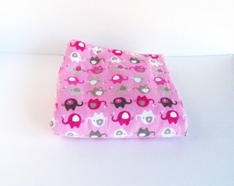 Pink Baby Blanket, Fleece Baby Blanket, Baby shower gift, baby girl, baby girl gift, pink elephant nursery, reversible blanket, Pink nursery