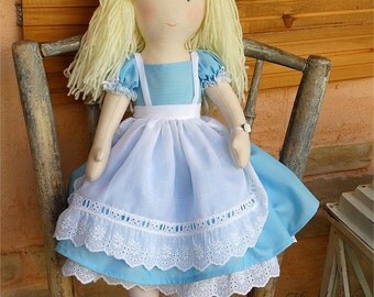 Alice In Wonderland, Alice, Wonderland, Alice In Wonderland Handmade Doll, Alice In Wonderland Fabric Doll, Alice Doll, Alice Fabric Doll