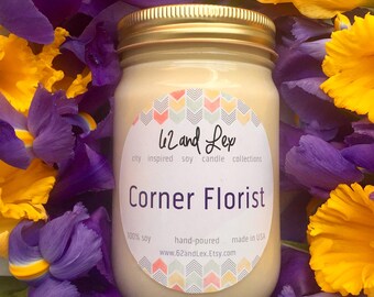 Corner Florist Soy Candle / Soy Candle/Spring Scents/Spring Scented Candle/Easter Candle/Spring Candle/Gift for her/Floral Scented Candle