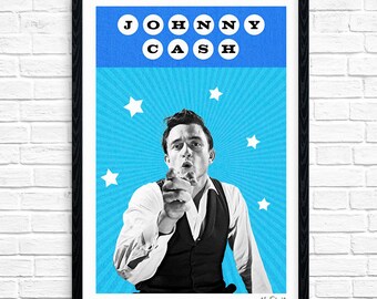 Johnny Cash - Superstar, Country Singer, Music Print, Legend, Music Gift, Music Typography, Poster Design, A4, A3.
