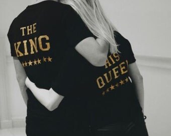The KING His QUEEN , King Queen Couples Shirt Set , King Queen shirts, King Queen Brides Store