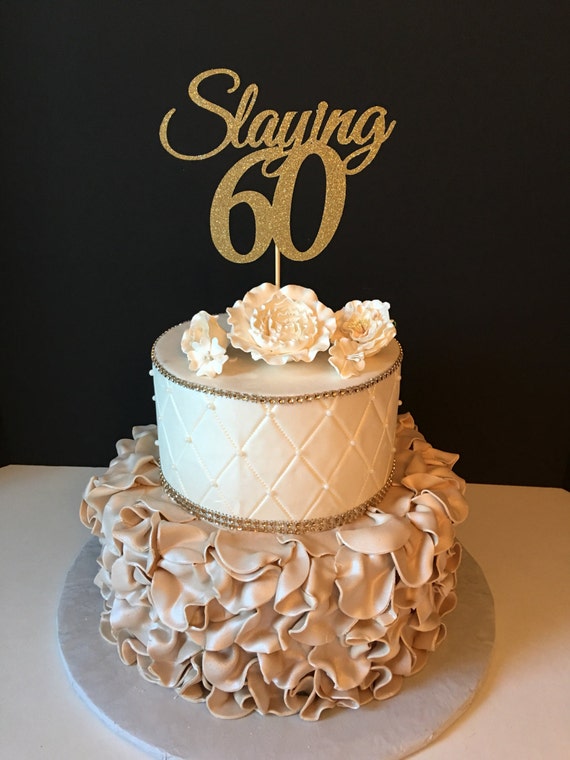 Gold 60th Birthday Cake Topper