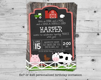 Farm birthday invitation - personalized with your child's name - digital / printable
