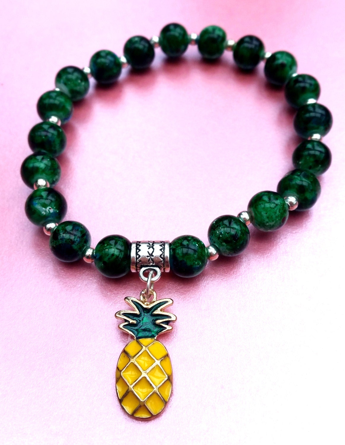 Pineapple charm bracelet fruit jewellery tropical beaded