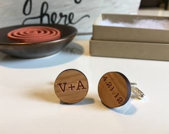 Custom Cufflinks | Personalized Cufflinks | Wood Cufflinks | Anniversary Gift for Him | Groomsmen Cufflinks | Custom Cufflinks | Groom