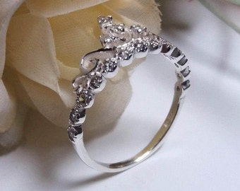 Sterling Silver 925 Crown, Zirconias Tiara Ring
