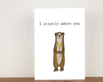 I otterly adore you anniversary card, cards, greeting cards, love, valentines card, otter card, happy valentines day, love card, anniversary