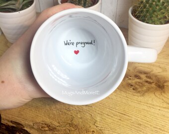 Pregnancy announcement mug, we're pregnant mug, new baby announcement, new daddy, new father, we're pregnant coffee mug, personalised coffee
