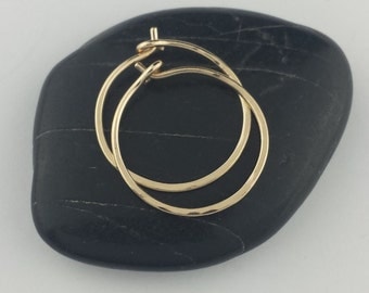 Small 14k Solid Gold Hoop Earrings, 5/8" to 1" Solid 14k Gold Hoop Earrings, 14k Hoops, Hammered Hoop Earrings, Round Hoops