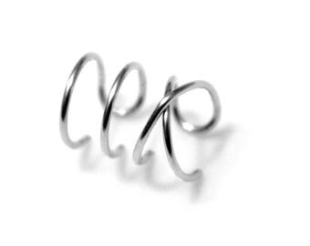 Set of 2 Ear Cuffs, Ear Cuff, Double Ear Cuff and Criss, No Piercing, Fake Cartilage Earring, Fake Helix Piercing Gift, Everyday Earring