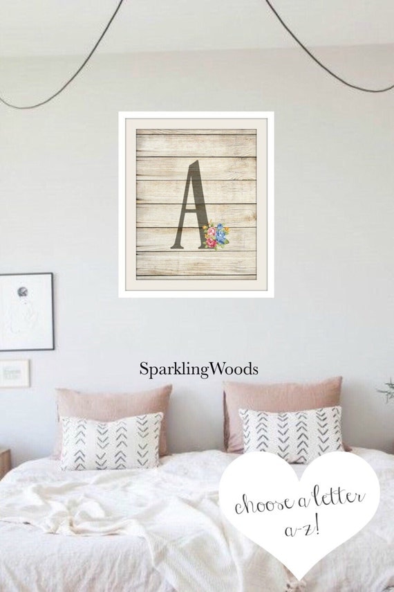 Items similar to Printable Floral Rustic Letters Print Home Decor on Etsy