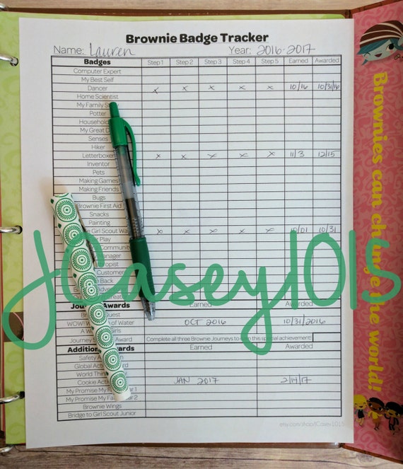 Brownie Individual Badge Tracker