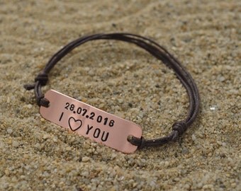 Mens Bracelet-Copper Bracelet-Personalized Bracelet-Nameplate Bracelet-Boyfriend Gift-Mens Pesonalized