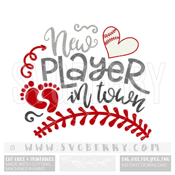 New Player in Town SVG Baseball SvG \/ baby boy coming home outfit onesie baby shower gift 