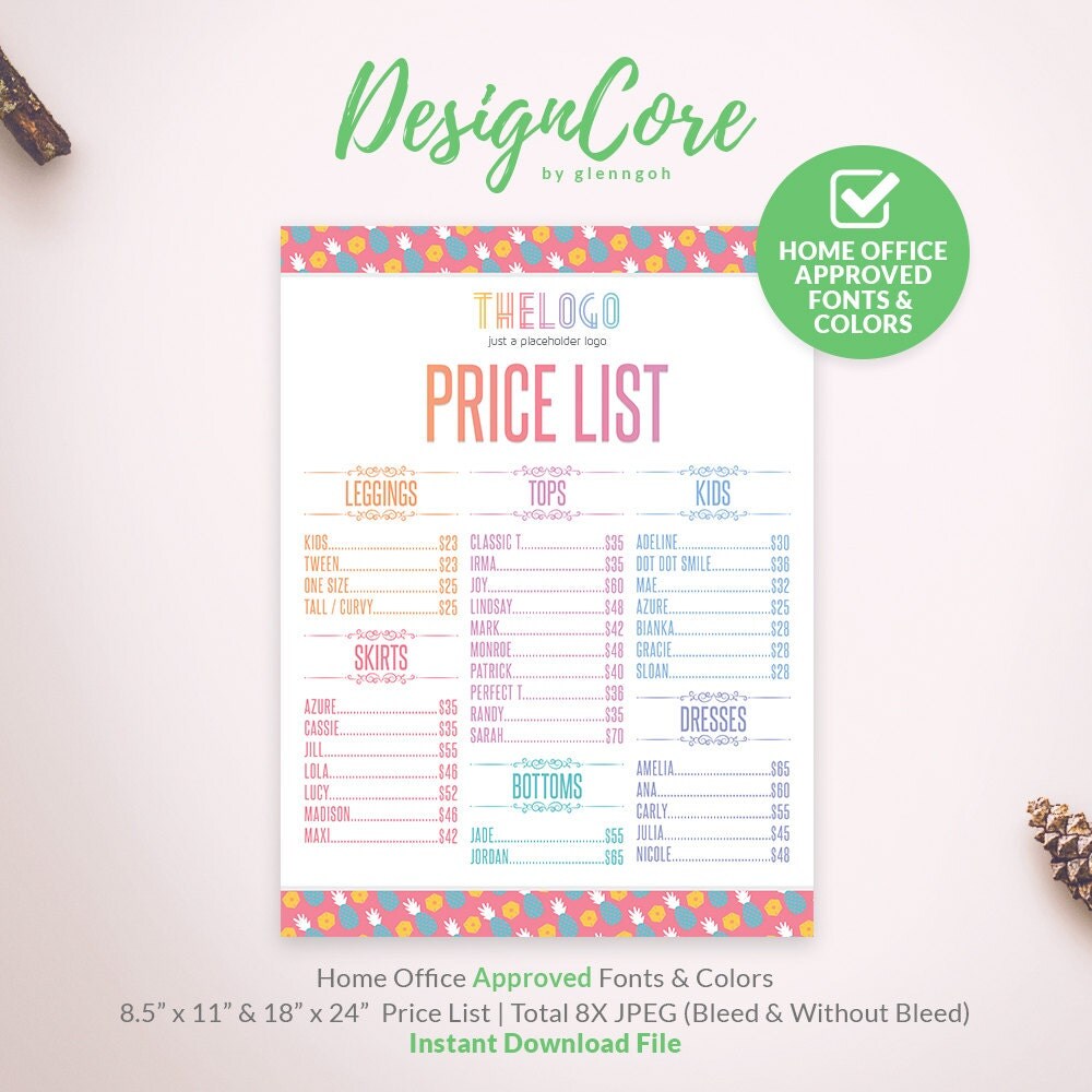 Price List Price Chart Printable Home Office by DesignCore on Etsy