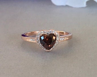 heart chocolate brown stone rose gold simulated diamond sterling silver engagement promise ring simulated chocolate - Chocolate Wedding Ring heart chocolate brown stone rose gold simulated diamond sterling silver engagement promise ring simulated chocolate - Chocolate Wedding Ring