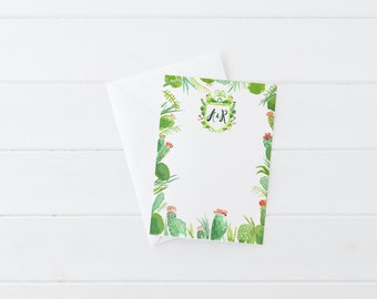 Custom Watercolor Wedding Invitation Border Design, Cacti, Cactus