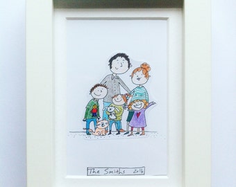 Custom Hand Drawn Family Portrait Illustration