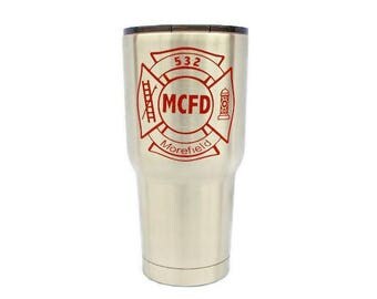 Firefighter Yeti Decal, Fireman Decal, Firefighter Sticker, Fire, RTIC, Ozark, Sic Decal, Personalized Fire Department Decal, Tumbler Decal