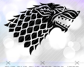 Game of thrones SVG DXF PDF Eps Vector Cut Files Dire Wolf Stark house of wolves Silhouette Studio Cameo Cricut Space Design Stencil Vinyl