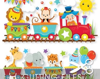 Circus party train files, svg, dxf, pdf, eps included - Circus cutting files for cricut and cameo - Cutting Files SVG - CT854