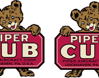 2 Vintage Piper Cub Decals FREE Shipping in USA