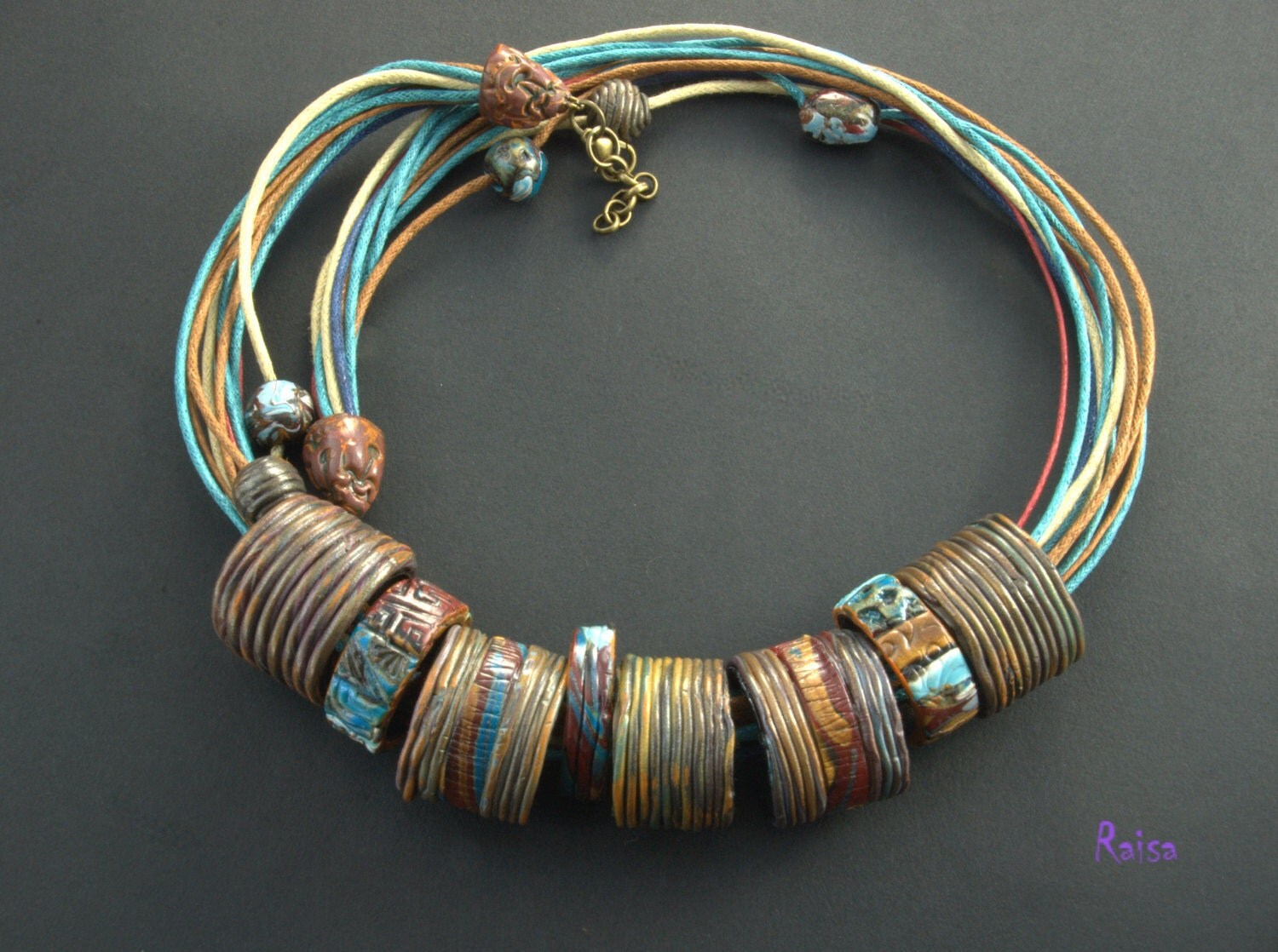 Unusual handmade jewelry necklace Stylish fit with Turquoise
