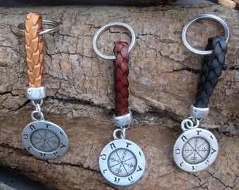 leather keychain- boyfriend keychain- nautical- cool keychain- windrose keychain-charm keychain-braided keychain-nautical keychain-trendy