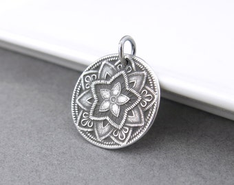 Silver Flower Pendant Five Point Flower Charm Sterling Silver Pendant Sterling Silver Charm Interchangeable Add On Small Silver Charm Only