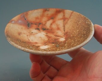 Small Plate, wood-fired stoneware with natural ash glaze and hidasuki decoration