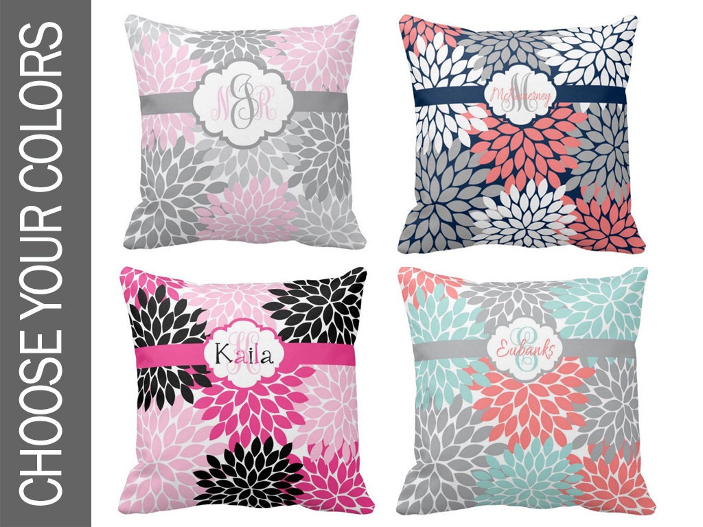 Monogram THROW PILLOW Pillow Sham Matching Bedding Choose