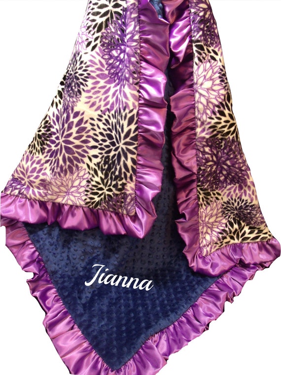 Embroidered Personalized Baby Blanket Purple Baby Girl