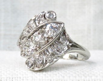 Vintage Engagement Ring in 14k Gold and Diamonds; .93 Carats; Vintage Diamond Ring; Natural Diamond Gemstones; Statement Ring