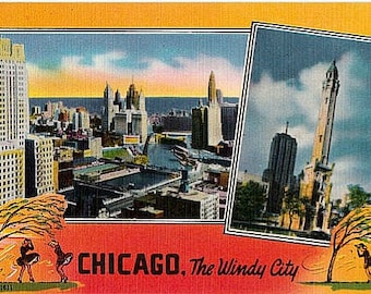 Vintage Chicago Postcard - Chicago ... The Windy City (Unused)