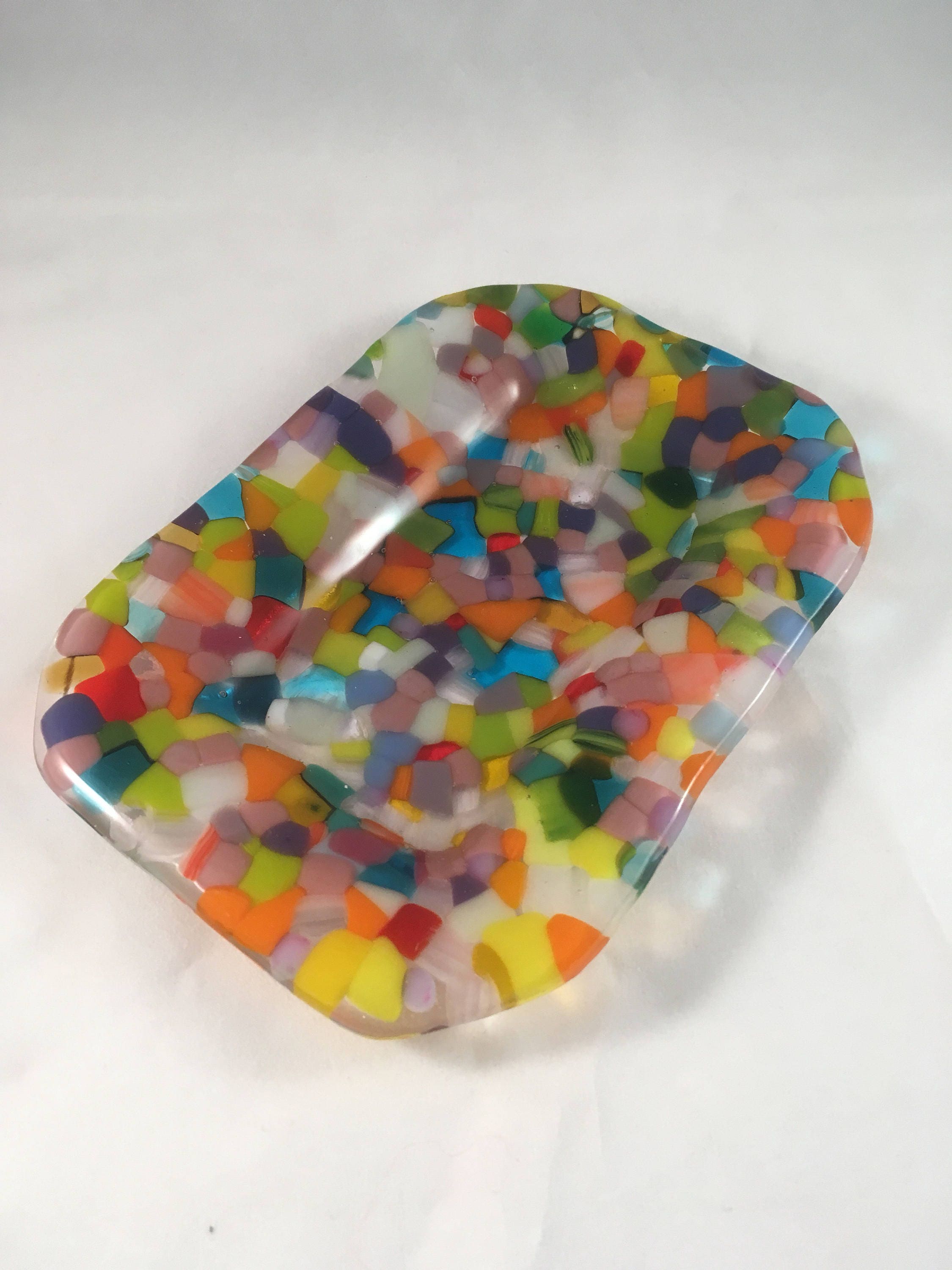 handmade glass soap dish in bright colors Gumball cottage