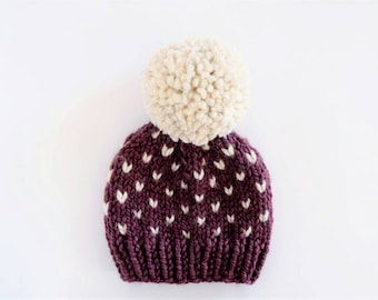 Fair Isle Hat Pattern // Hat Knitting Pattern // Little Hearts Pattern // Toddler Hat Pattern // Hat Patterns