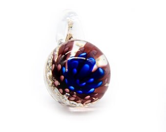 Glow in The Dark Glass Pendant, 1pc, 25-25mm, Purple, Luminous Pendants -p226
