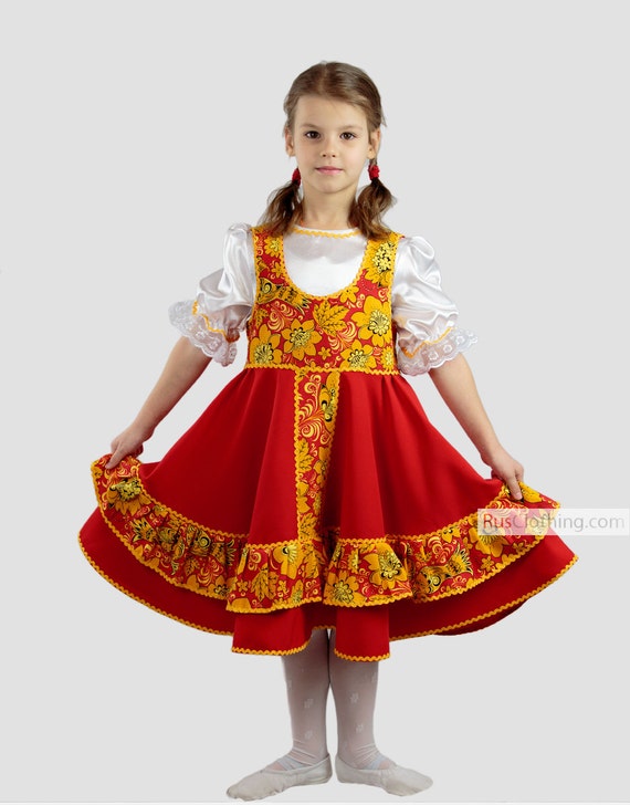 Russian dress khokhloma Slavic dress Russia dance costume