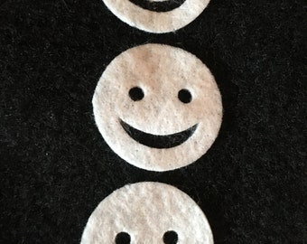 Emoji Smiley Face-Smile Icon-White Felt-DIY Kits for Independent Consultants Parties-Hair Accessories Decorations-Costume Embellishments