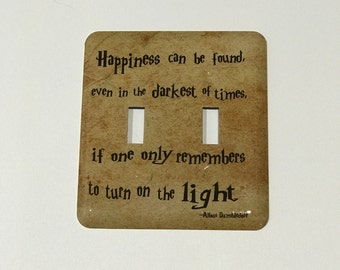 NEW PARCHMENT Double Switch Plate - Dumbledore Quote Light Switch Plate - Happiness Can Be Found -