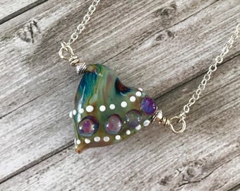 Lampwork Heart Necklace - Gifts For Her - Love pendant - gift for girlfriend - mothers day gift - Romantic Necklace