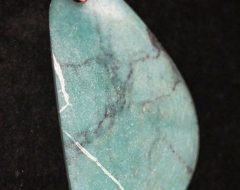 Vintage Turquoise pendant silver wavy bail 63ct
