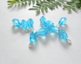 Lovely Sky Blue Faceted Glass Drop Dangle Beads