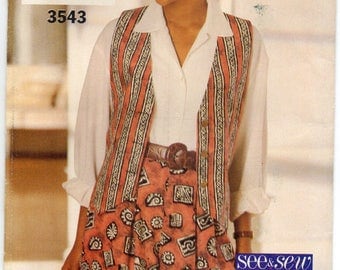 Fitted Lined Vest Low Armholes Shaped Front Hem Wide Leg Shorts Size 6 8 10 Sewing Pattern Butterick See And Sew 3543