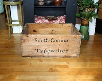 Antique Smith Corona Typewriter Wooden Crate