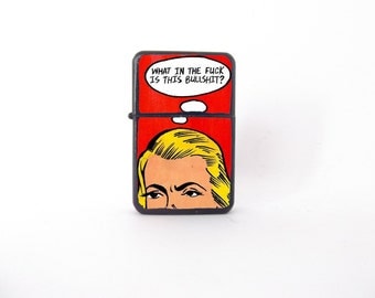 What the F*ck lighter, quote lighter, pop art lighter, custom lighter, red lighter, personalized lighter, personalised for him, gift for him