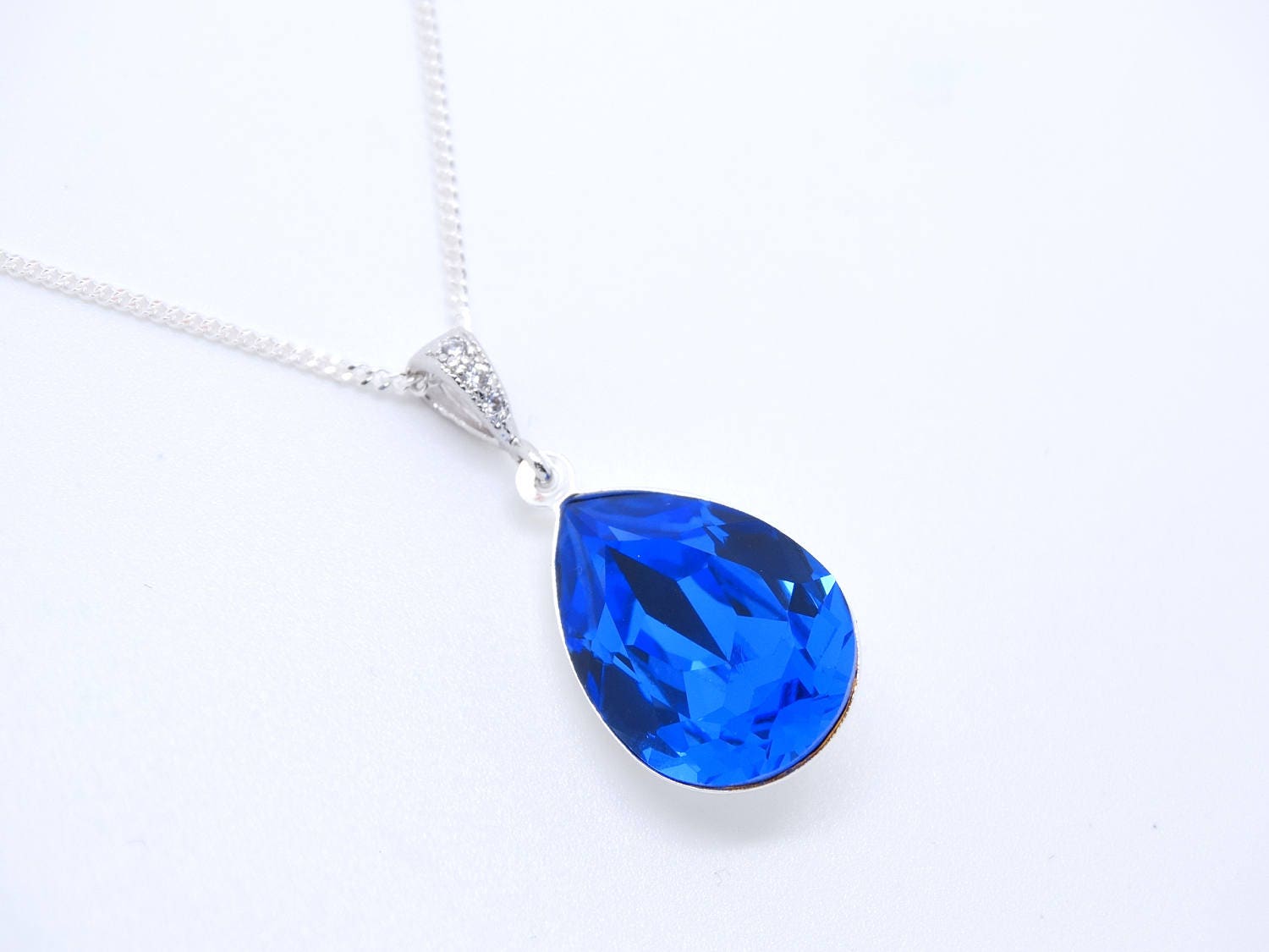 Blue Sapphire swarovski necklace Blue swarovski crystal