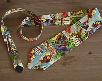 Marvel Tie- Comicbook, superhero, avengers, thor, captain america, necktie