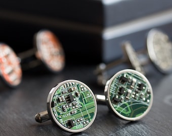 Unique cufflinks, Circuit board Cufflinks, stainless steel, cufflinks for computer geeks, gift for him, gift for husband, Groomsmen suit